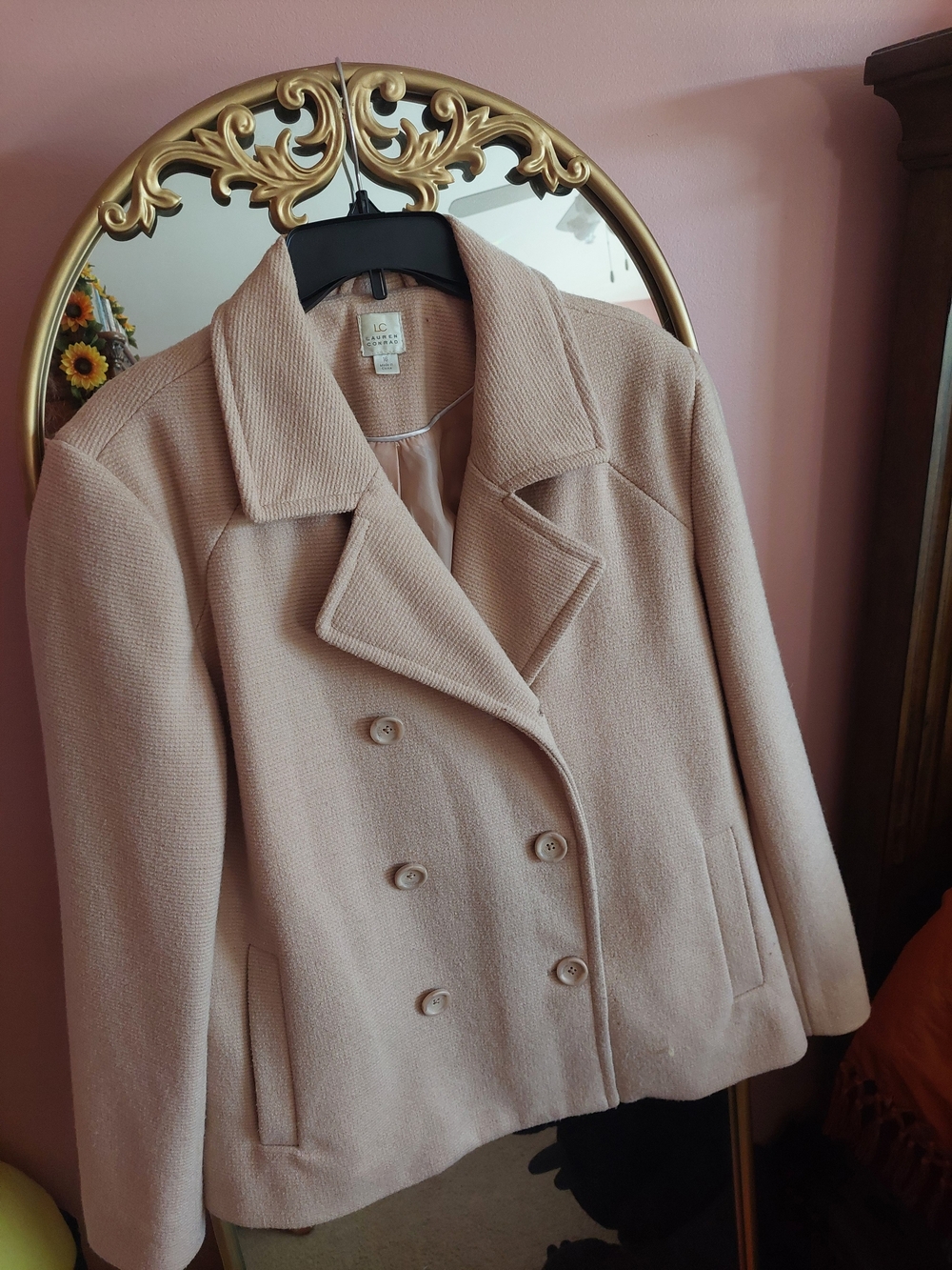 LC Lauren Conrad Blush Double-Breasted Peacoat